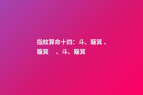 指紋算命十四：斗、簸箕、簸箕、斗、簸箕